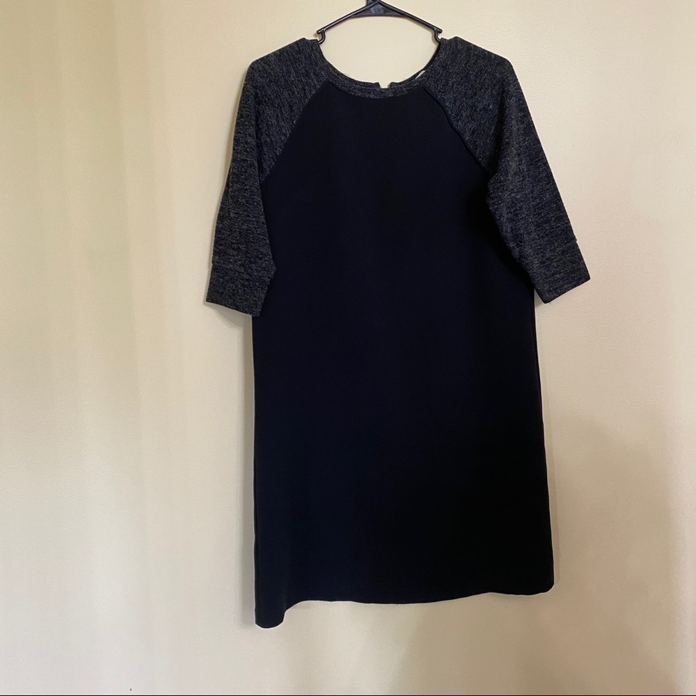 Loft Black A Line Dress with Sweater Sleeves